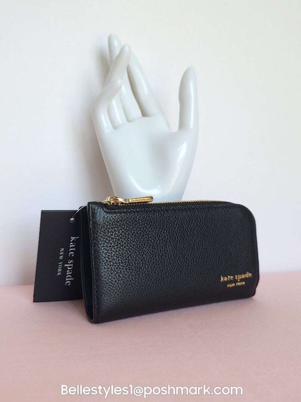 KATE SPADE Devin Pebbled Leather Small Bifold Wallet-Black color⭐ - Picture 6 of 16